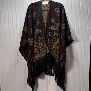 Chic Black and Brown Floral Cape